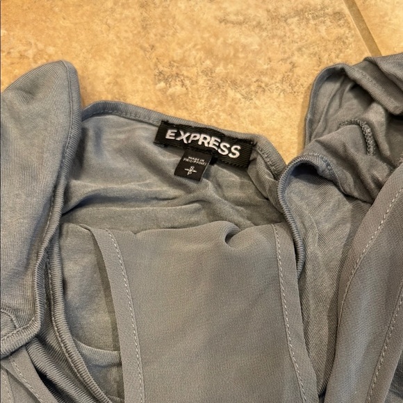 Express Gray Asymmetrical Tunic 3/4 Sleeve - Picture 2 of 3